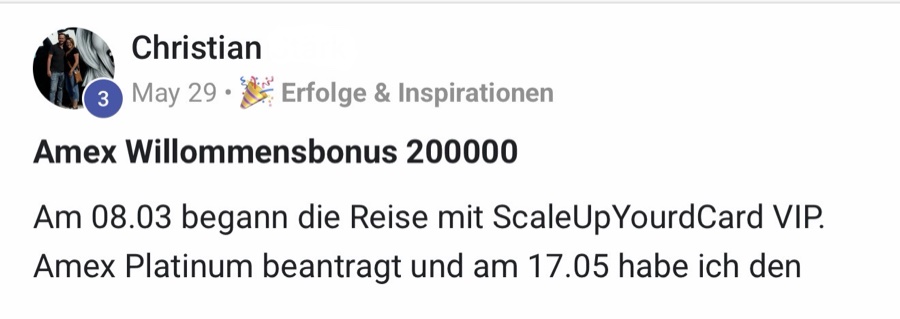 Skool-Post von Christian S.: Amex Willkommensbonus 200.000