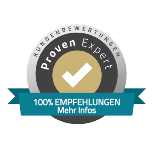 ProvenExpert Siegel: 100% Empfehlungen